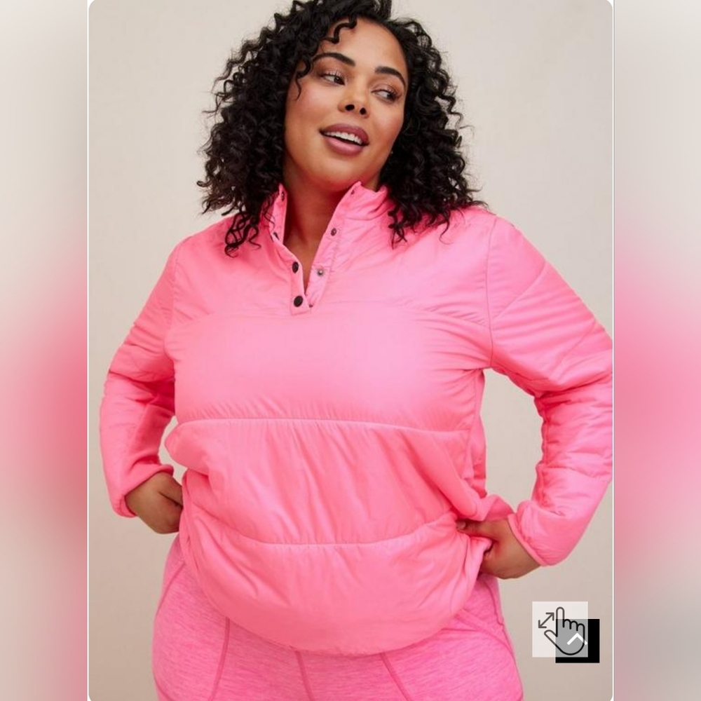 Torrid Happy Camper Hot Pink Mock Neck Puffer Size 2